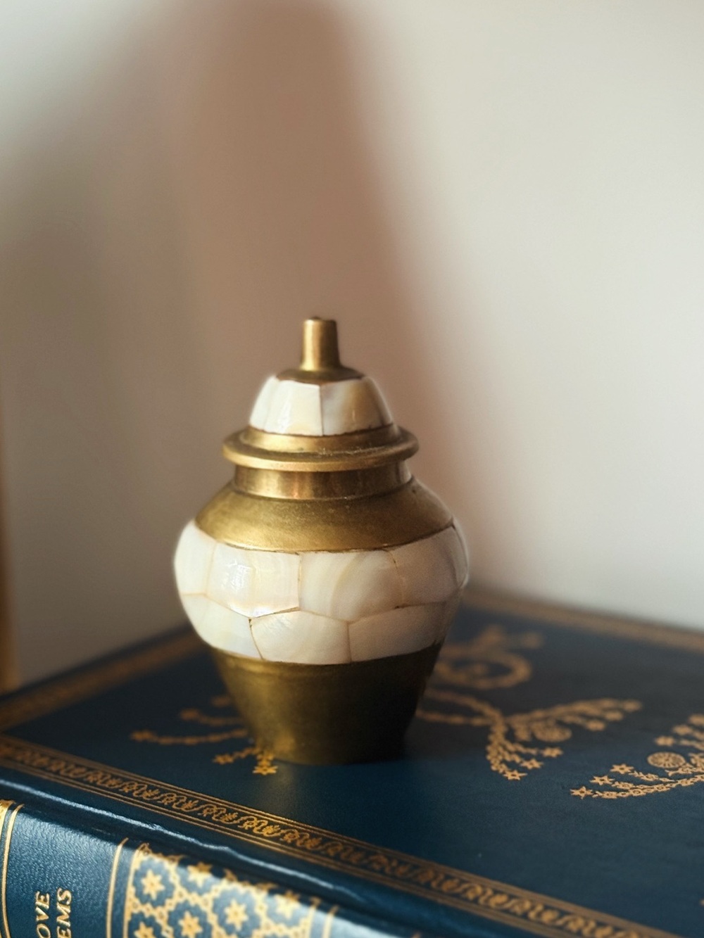 Brass and Mother of Pearl Decorative Accent Mini Jar - Elegant Home Accent